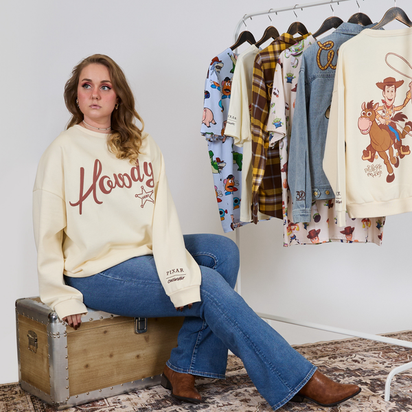 Toy Story Woody's Round Up Drop Sleeve Crewneck