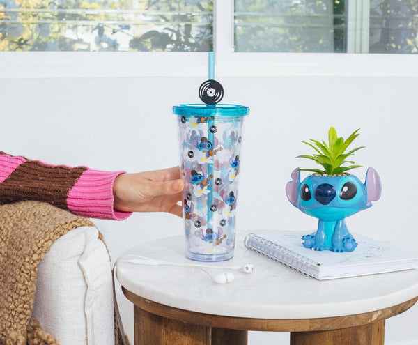 Disney Elvis Stitch 24oz Cold Cup w/ Lid & Straw