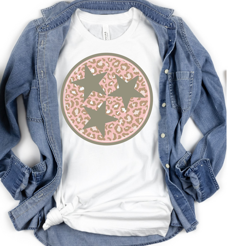 Pink Leopard Tri-star Tee